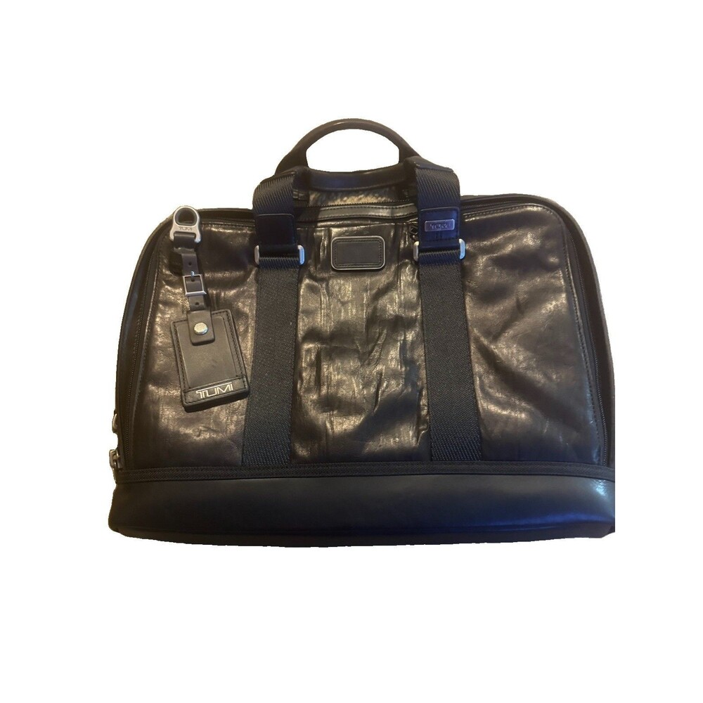 Used Tumi Andrews Slim Brief Alpha Bravo Black Distressed Leather (No Strap)